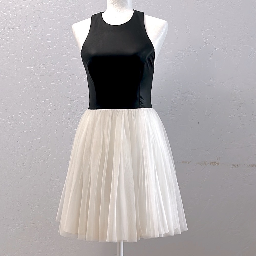Blondy Nites Black White Lace T Back Dress